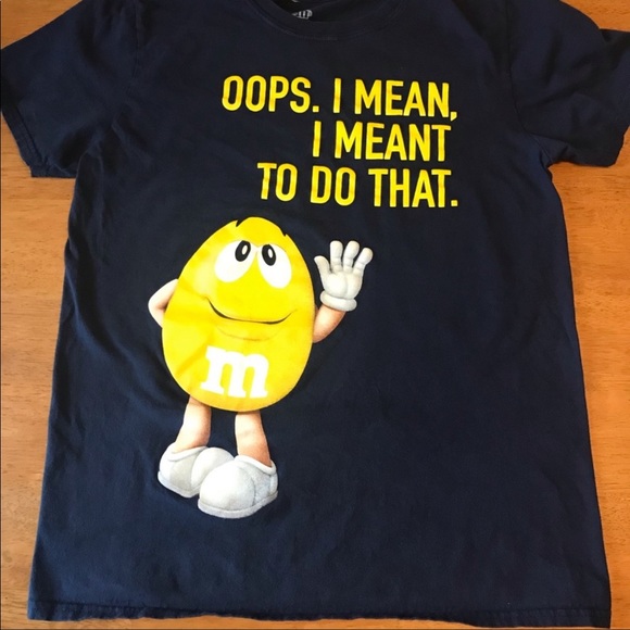 Men’s Medium M&M’s shirt. Navy Blue “Oops. I mean, I meant to do that.” - Picture 1 of 3
